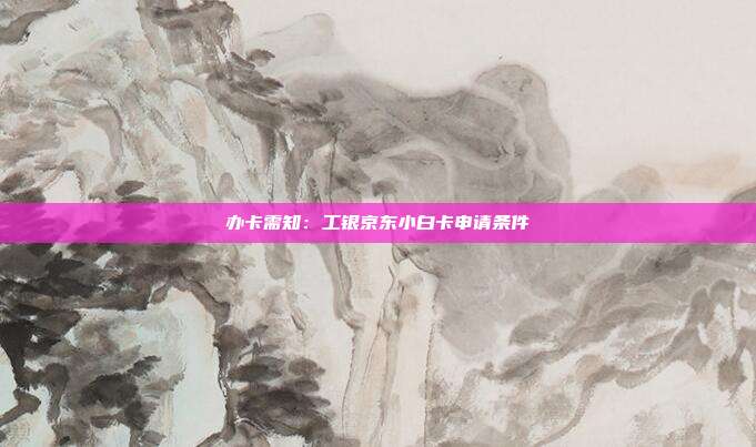 办卡需知:工银京东小白卡申请条件