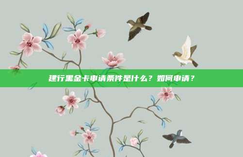 建行黑金卡申请条件是什么?如何申请?
