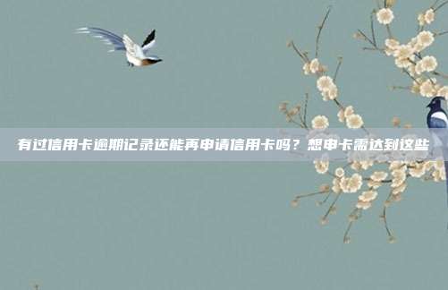 有过信用卡逾期记录还能再申请信用卡吗？想申卡需达到这些