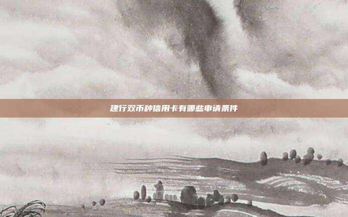 建行双币种信用卡有哪些申请条件