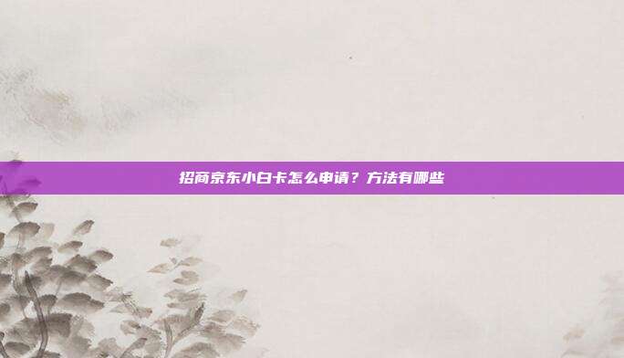 招商京东小白卡怎么申请?方法有哪些