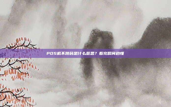 POS机不跳码是什么意思？看完瞬间秒懂