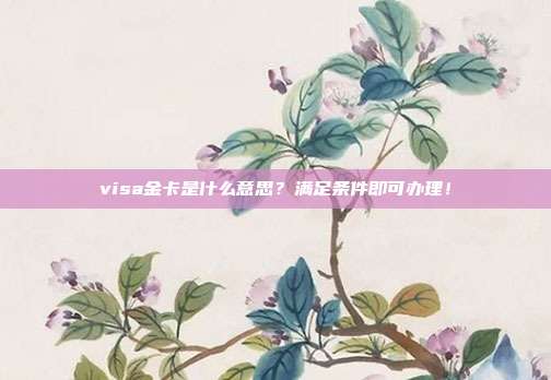 visa金卡是什么意思?满足条件即可办理!
