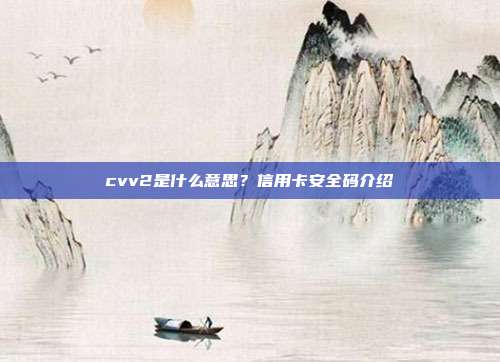 cvv2是什么意思?信用卡安全码介绍