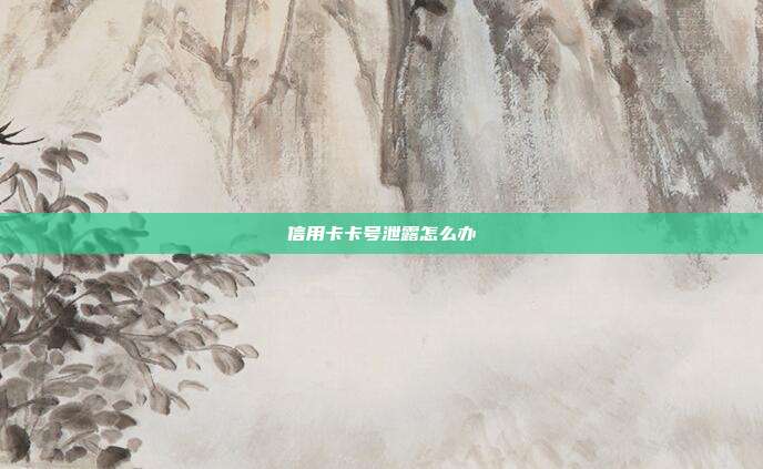 信用卡卡号泄露怎么办