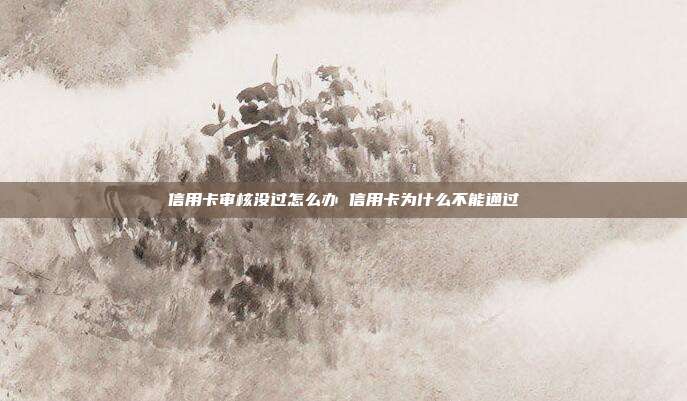 信用卡审核没过怎么办 信用卡为什么不能通过