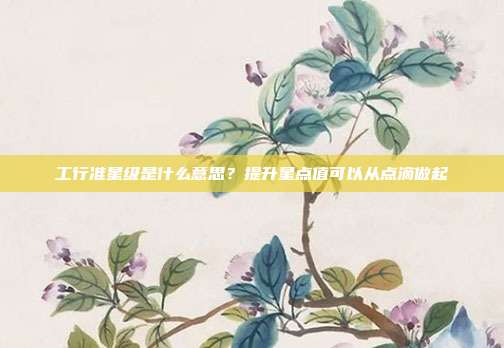 工行准星级是什么意思?提升星点值可以从点滴做起