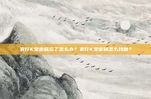 农行K宝密码忘了怎么办？农行K宝密码怎么找回？