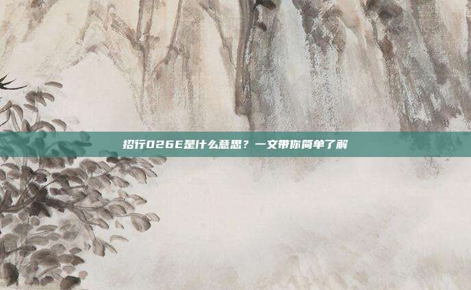 招行026E是什么意思？一文带你简单了解