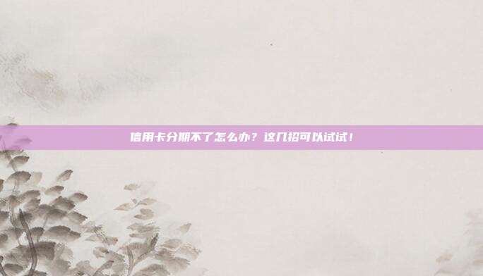 信用卡分期不了怎么办？这几招可以试试！