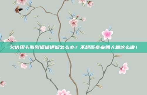 欠信用卡收到抓捕通知怎么办?不想警察来抓人就这么做!