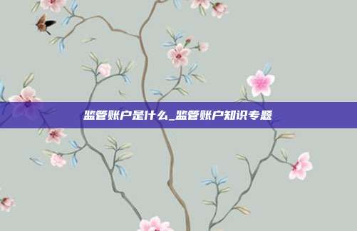 监管账户是什么_监管账户知识专题