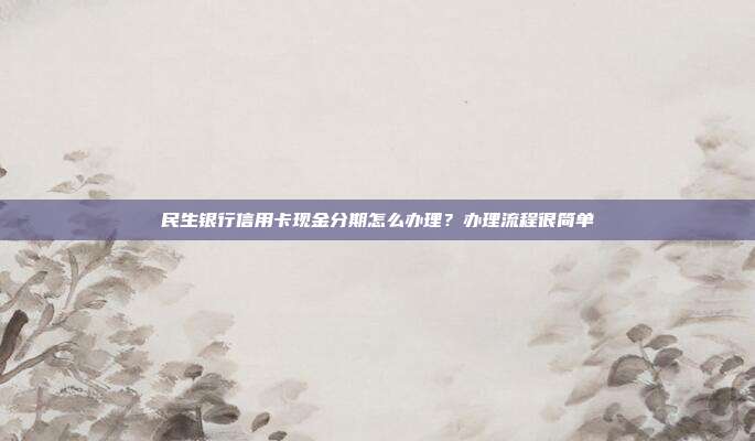 民生银行信用卡现金分期怎么办理？办理流程很简单