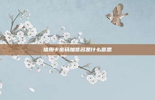信用卡密码加签名是什么意思
