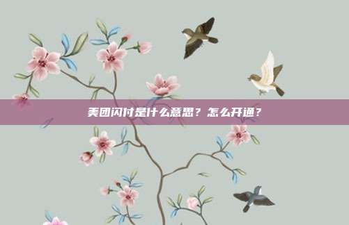美团闪付是什么意思?怎么开通?