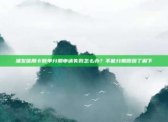 浦发信用卡账单分期申请失败怎么办?不能分期原因了解下