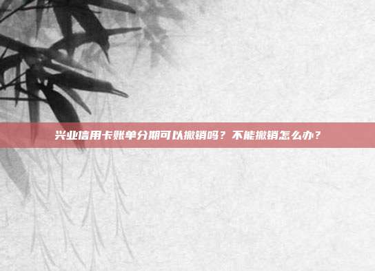 兴业信用卡账单分期可以撤销吗?不能撤销怎么办?