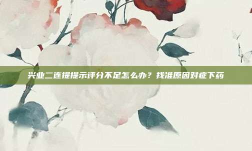 兴业二连提提示评分不足怎么办?找准原因对症下药