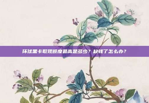 环球黑卡取现额度最高是多少?缺钱了怎么办?