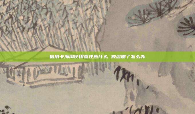 信用卡海淘使用要注意什么 被盗刷了怎么办