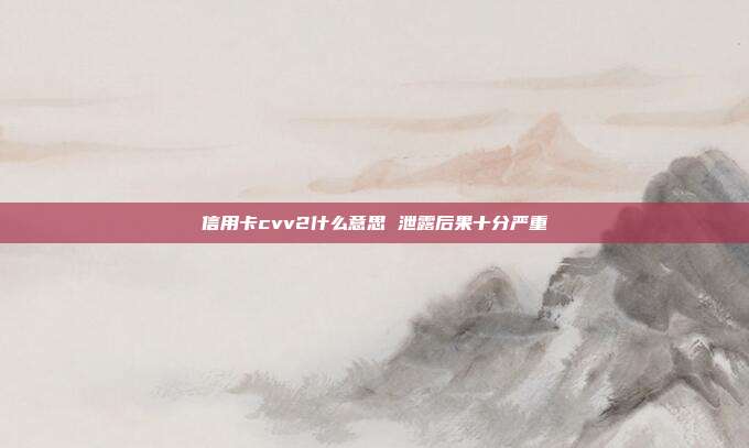 信用卡cvv2什么意思 泄露后果十分严重