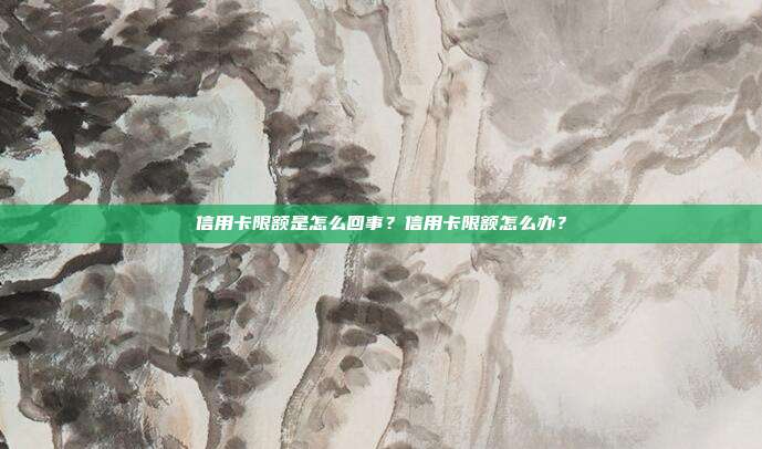 信用卡限额是怎么回事?信用卡限额怎么办?