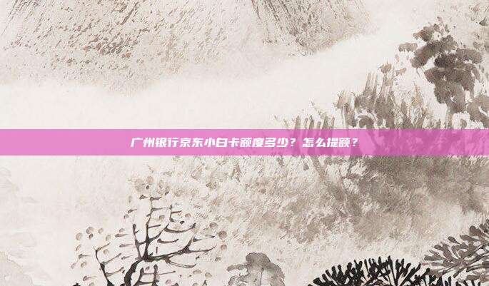 广州银行京东小白卡额度多少?怎么提额?