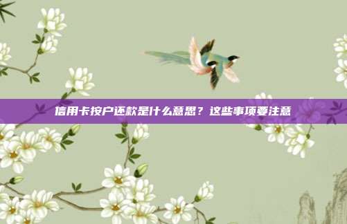 信用卡按户还款是什么意思?这些事项要注意