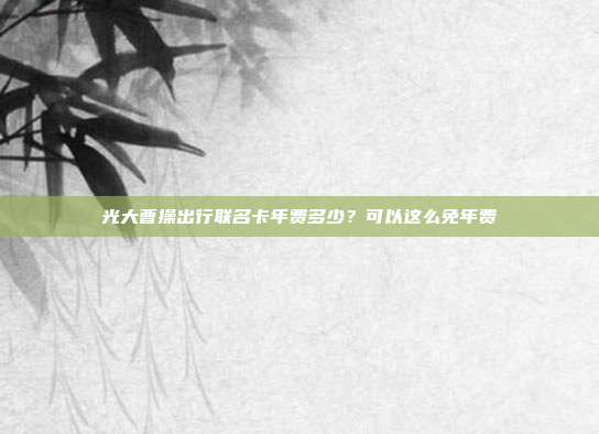 光大曹操出行联名卡年费多少?可以这么免年费