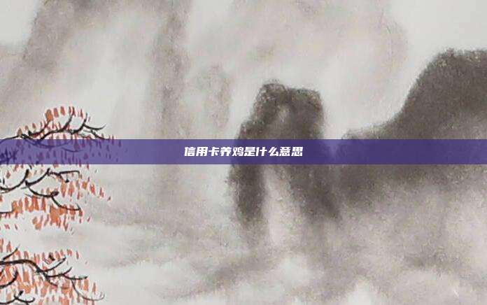 信用卡养鸡是什么意思