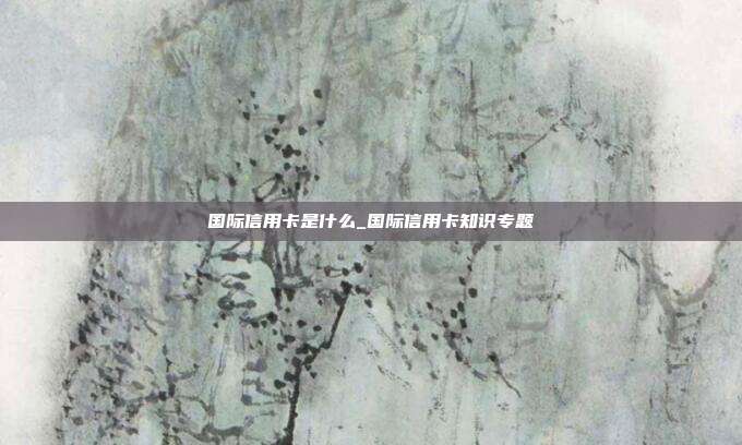 国际信用卡是什么_国际信用卡知识专题
