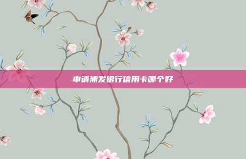 申请浦发银行信用卡哪个好
