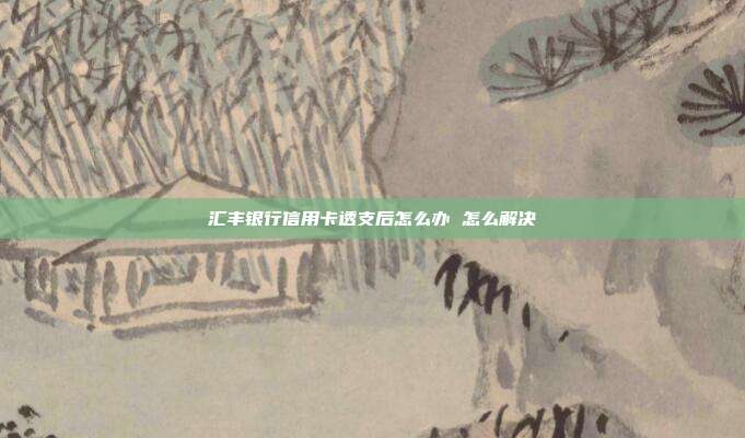 汇丰银行信用卡透支后怎么办 怎么解决