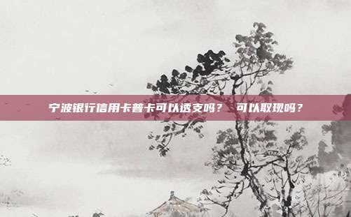 宁波银行信用卡普卡可以透支吗? 可以取现吗?