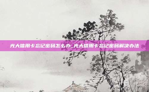 光大信用卡忘记密码怎么办_光大信用卡忘记密码解决办法