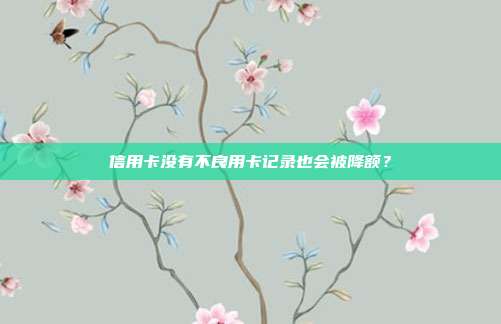 信用卡没有不良用卡记录也会被降额?