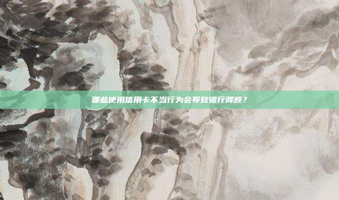 哪些使用信用卡不当行为会导致银行降额？
