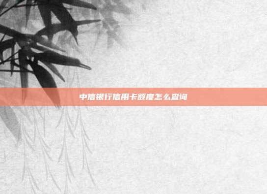 中信银行信用卡额度怎么查询