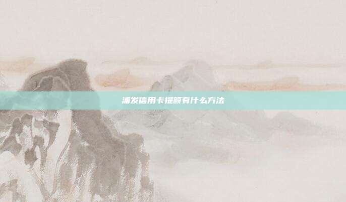 浦发信用卡提额有什么方法