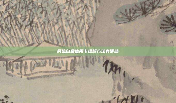 民生白金信用卡提额方法有哪些