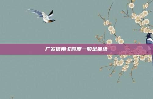 广发信用卡额度一般是多少