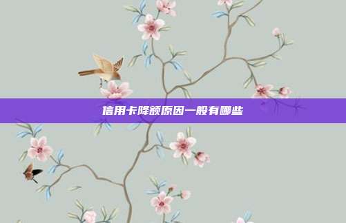 信用卡降额原因一般有哪些