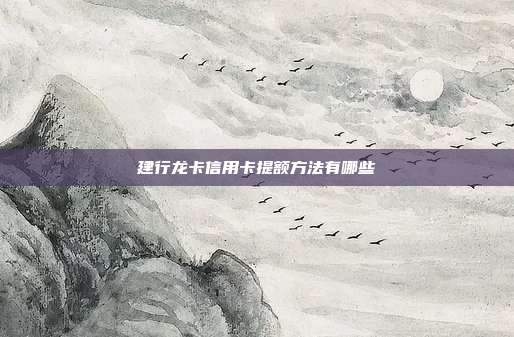 建行龙卡信用卡提额方法有哪些