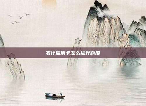 农行信用卡怎么提升额度