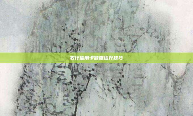 农行信用卡额度提升技巧