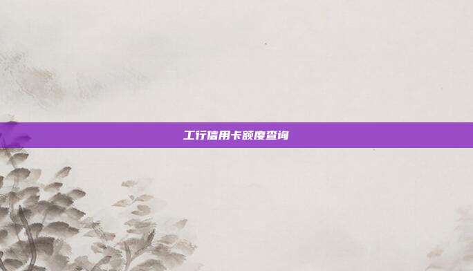 工行信用卡额度查询
