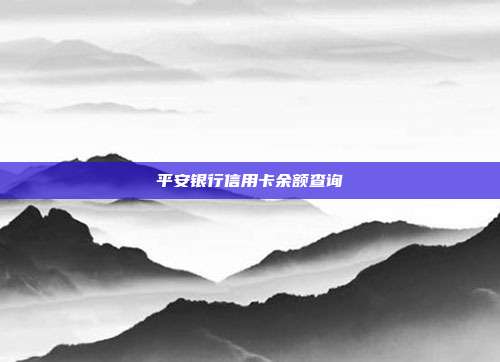 平安银行信用卡余额查询