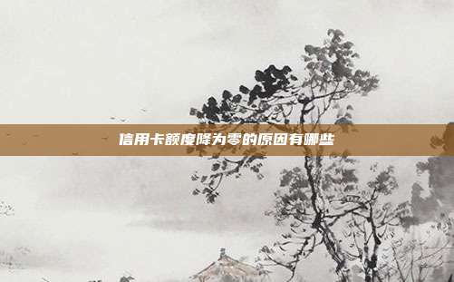 信用卡额度降为零的原因有哪些