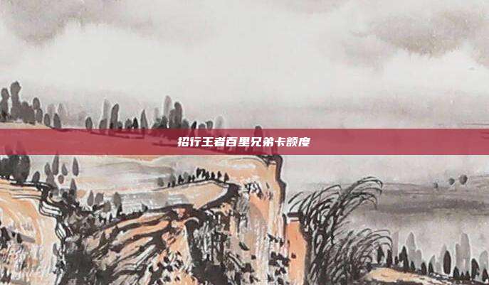 招行王者百里兄弟卡额度