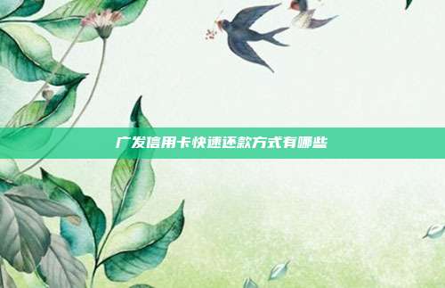 广发信用卡快速还款方式有哪些